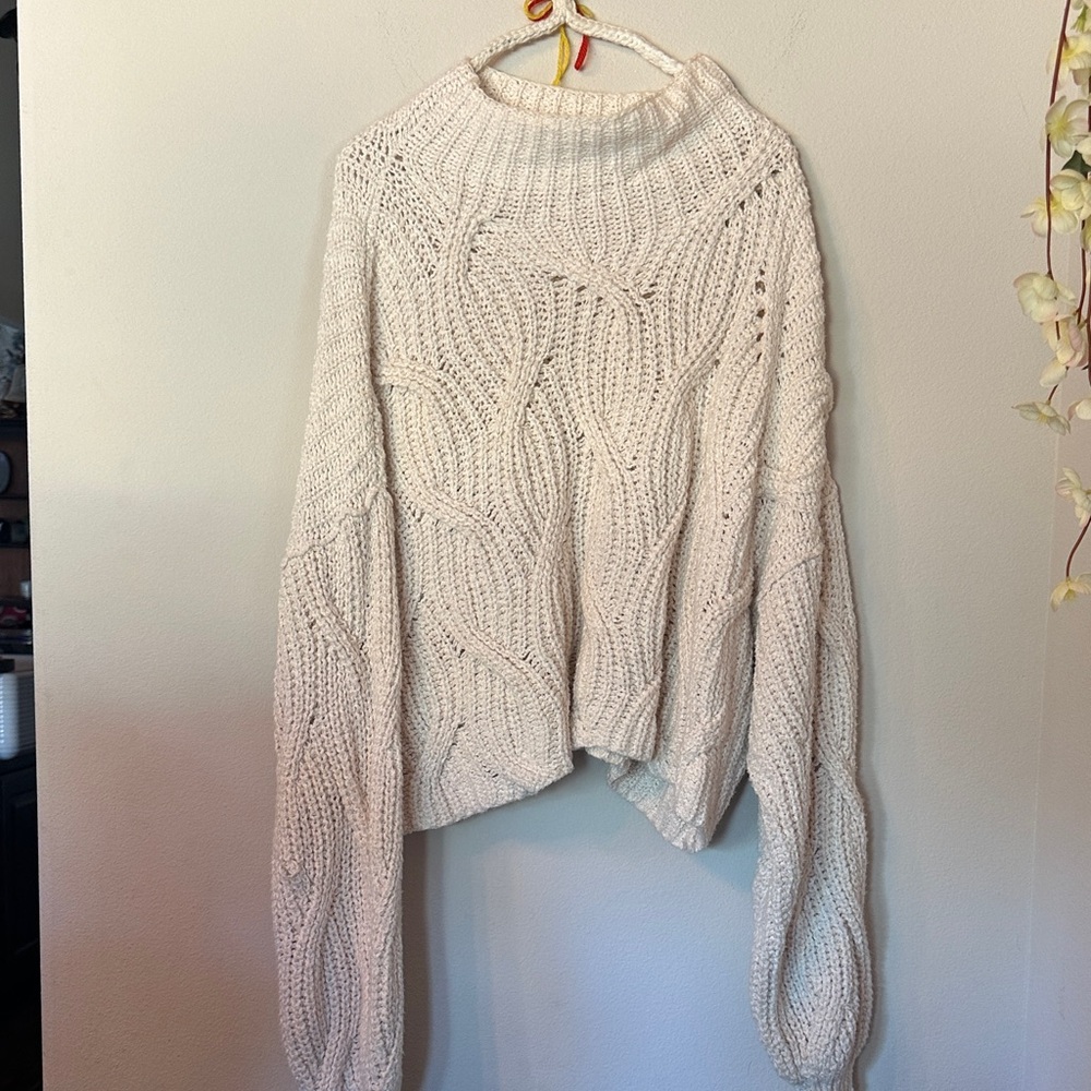 Free People Cream Turtleneck Sweater